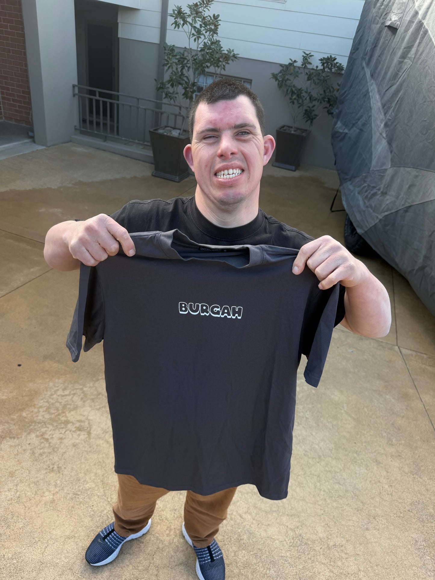Grey Animated chicken burgah Tee