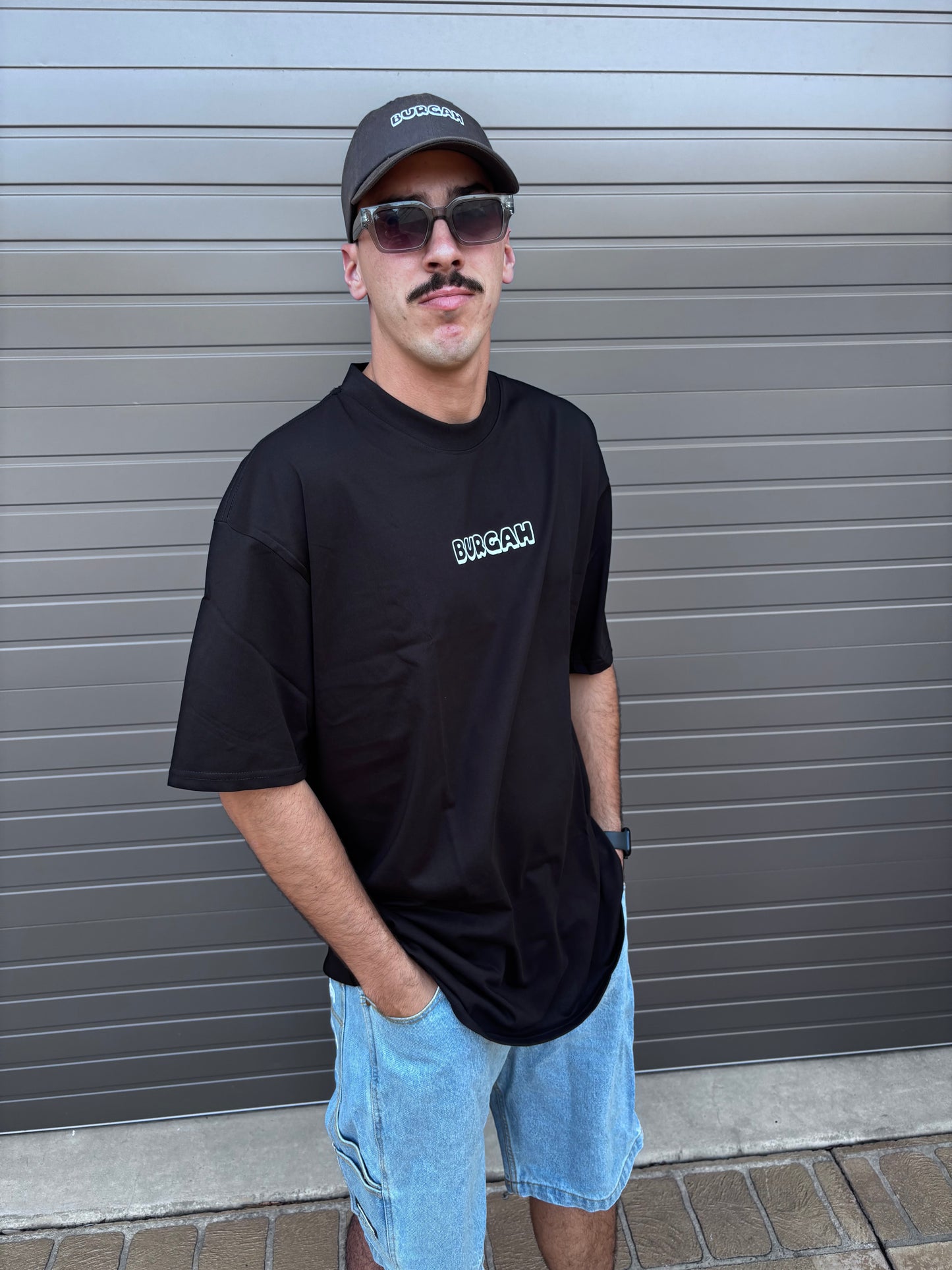 Black animated chicken burgah Tee